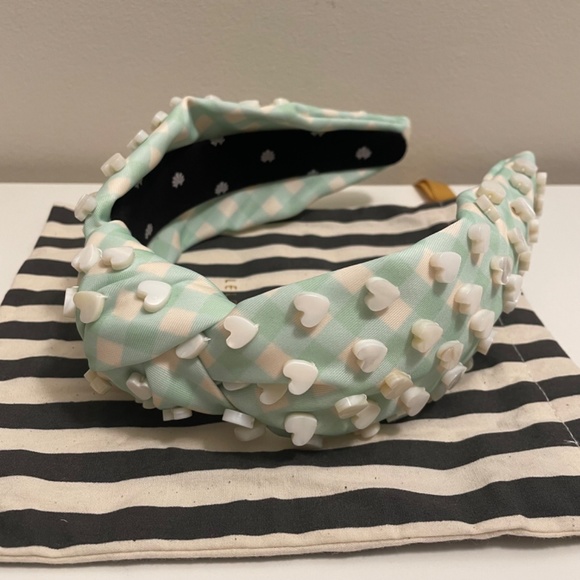 Stoney Clover Lane X Lele sadoughi Mint Green Mother of Pearl Hearts Headband